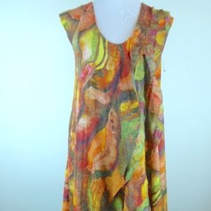 NWT EMILY FACTOR SILK SHIFT DRESS RUFFLES boho 4